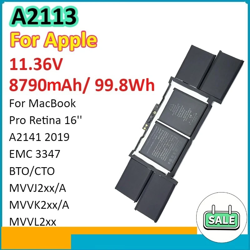 

A2113 8790 мАч/99,8 Втч аккумулятор для ноутбука Apple MacBook Pro Retina 16 дюймов A2141 2019 EMC 3347 BTO/CTO MVVJ2xx/A MVVK2xx/A MVVL2xx