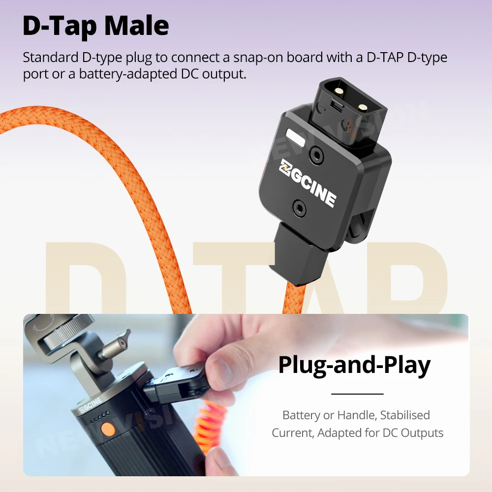 ZGCINE D-Tap to DC 5.5*2.5mm Power Cable for Amaran 60ds 60xs Atomos Ninja V Monitor, Feelworld Monitor, Hollyland Mars LED Ligh
