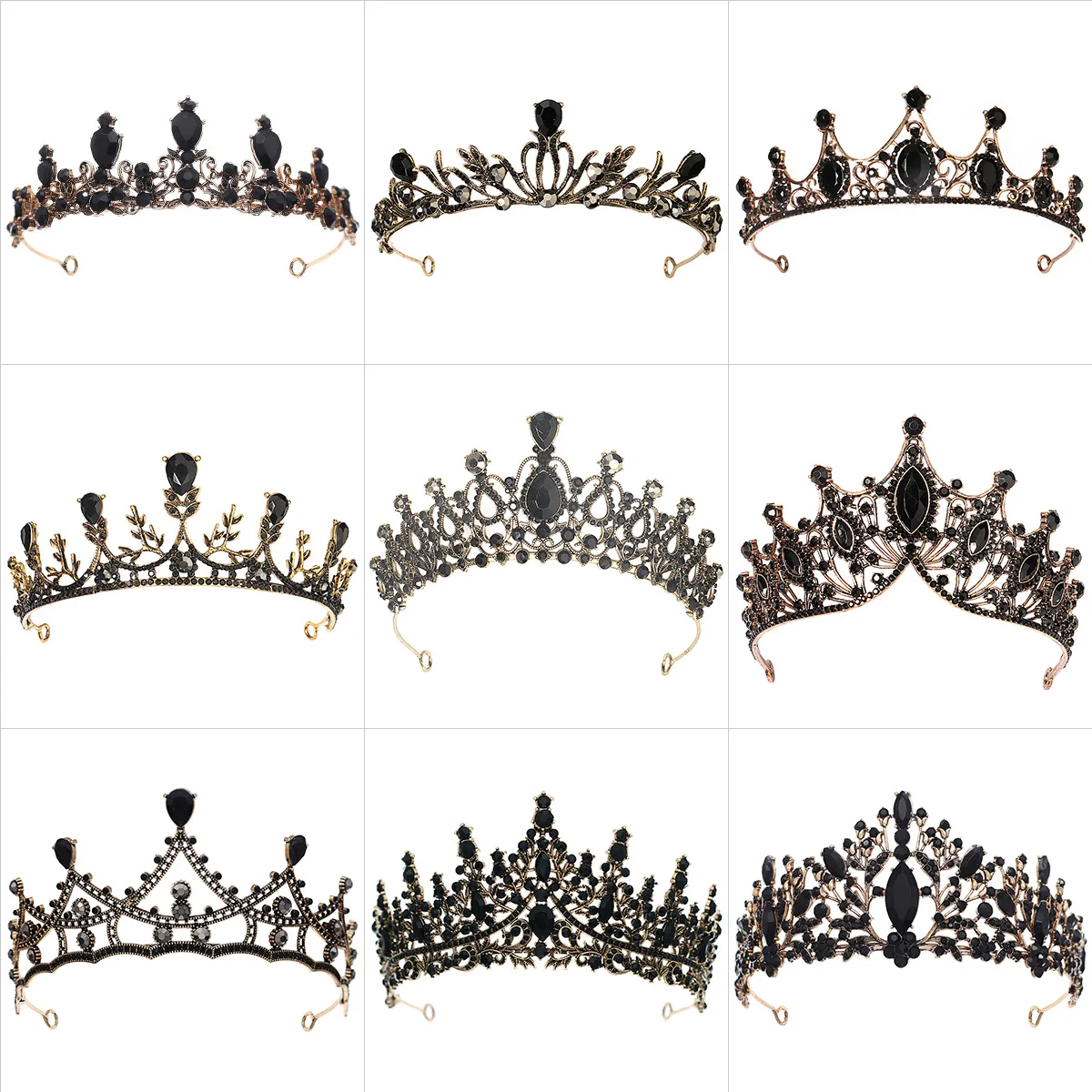 Baroque Vintage  Gothic Crystal Crown and Tiara Wedding Bride Hair Accessories For Women Rhinestone Crowns wedding accessories