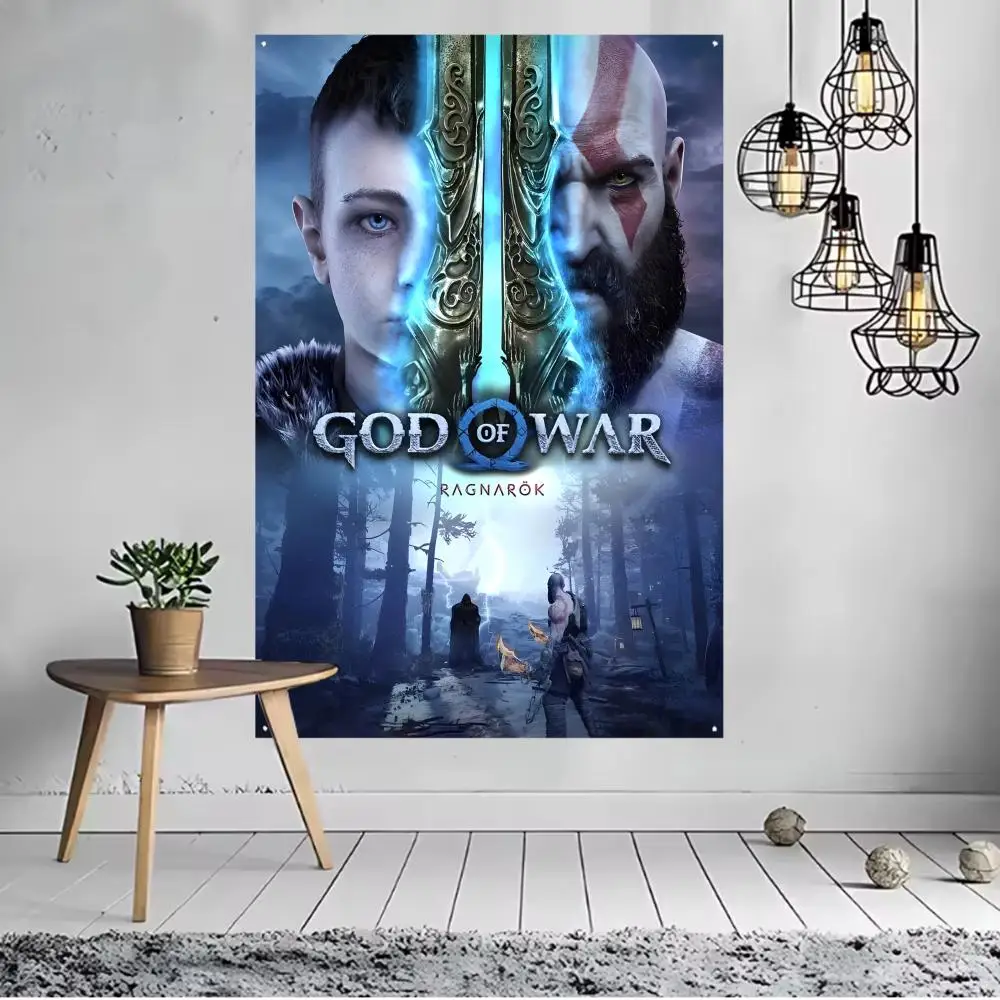 God of War Ragnarok Flags Flags for indoor decoration with no edging and four corner rings for easy hanging