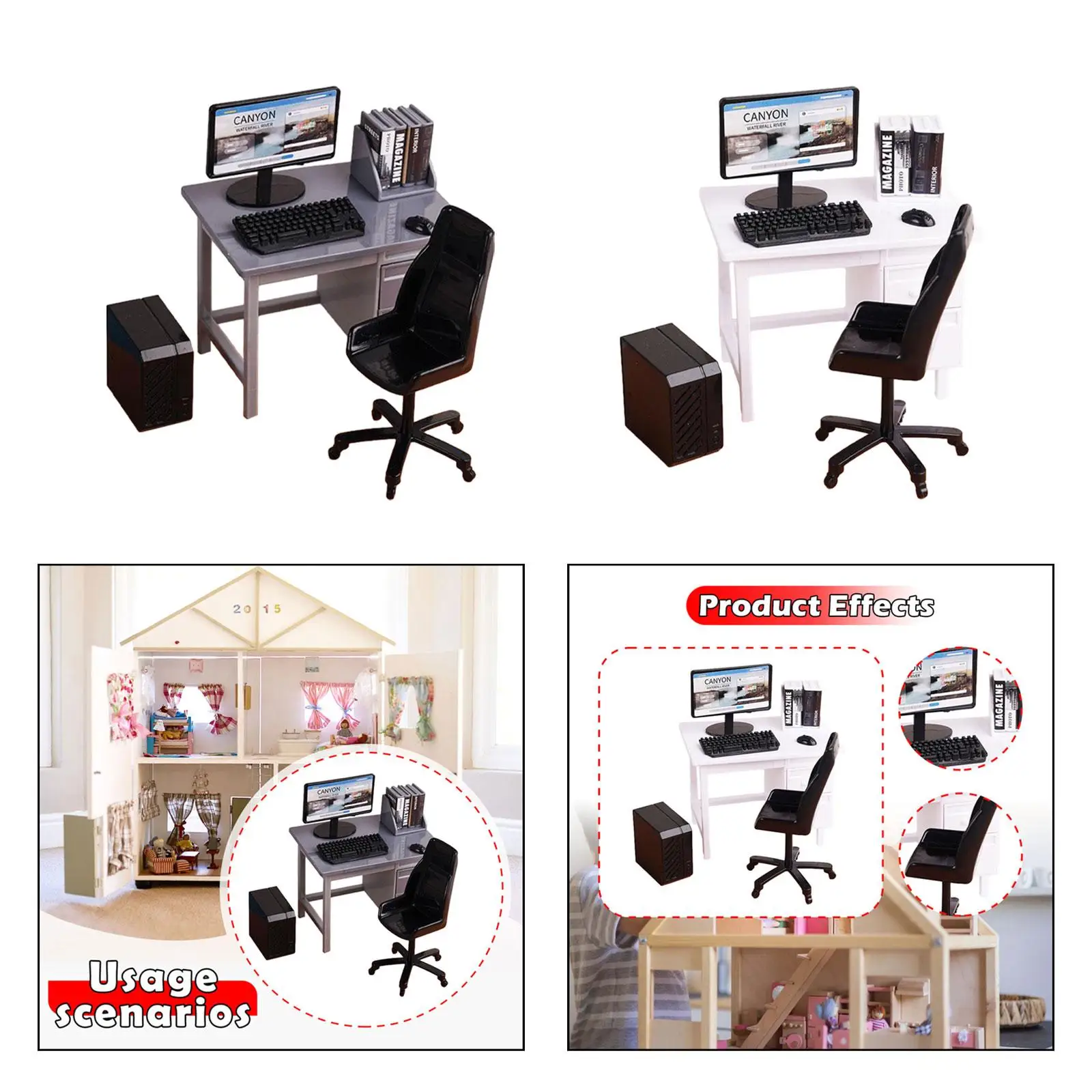 1:12 Computer Desk Chair Model Scenes for Decoration Accessories Sand Table