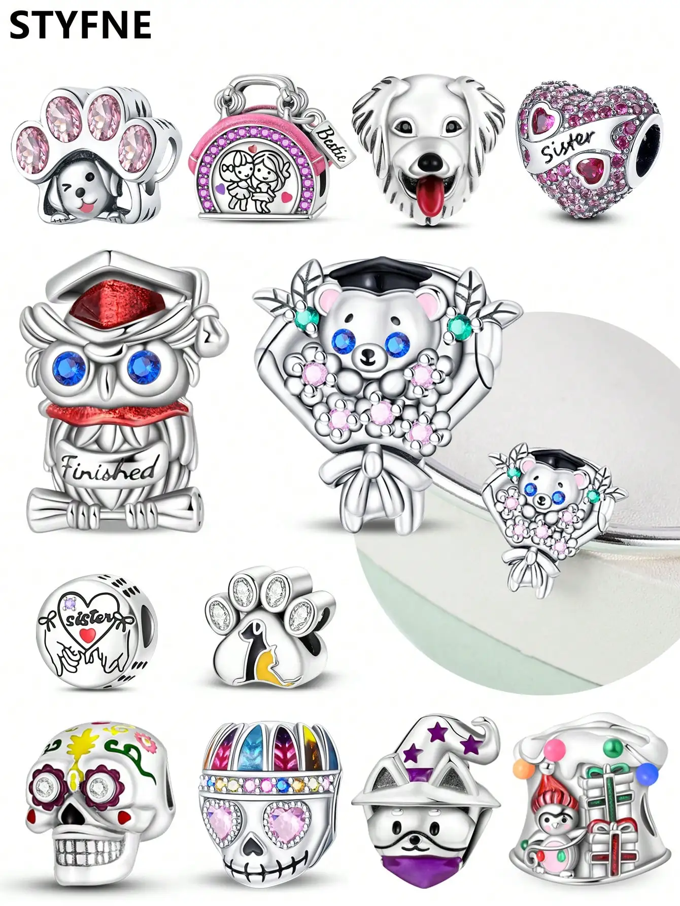 Cat Claw Puppy Owl Beads Charm Silver Plated Fit Charms Silver 925 Original Bracelet for Jewelry Making DIY Charm