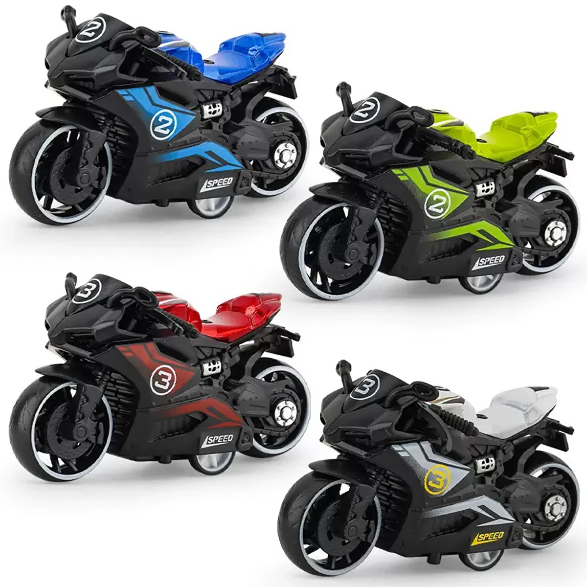 Cast Simulation Alloy Toy Motorcycle Pull-Back Drive Collectible Miniature Bike Model for Kids
