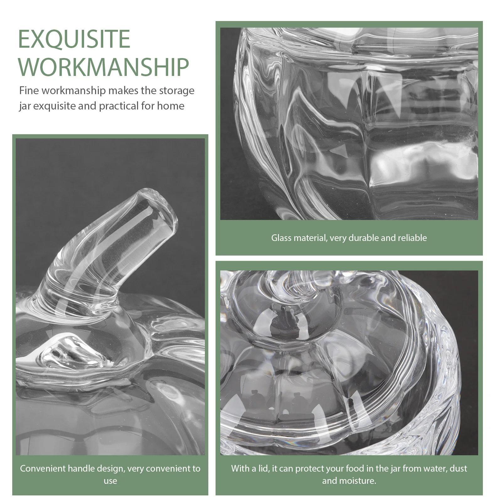 

Practical Storage Jar Candy Canister Pumpkin Design Cereal Container Glass with Lid Sugar Holder