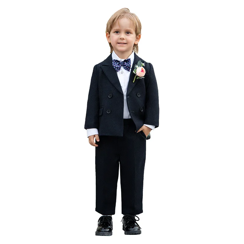 

Children Autumn Winter Suit Set Boy Wedding Dress Piano Host Chorus Performance Costume Kids Blazer Pants Bowtie Clothes