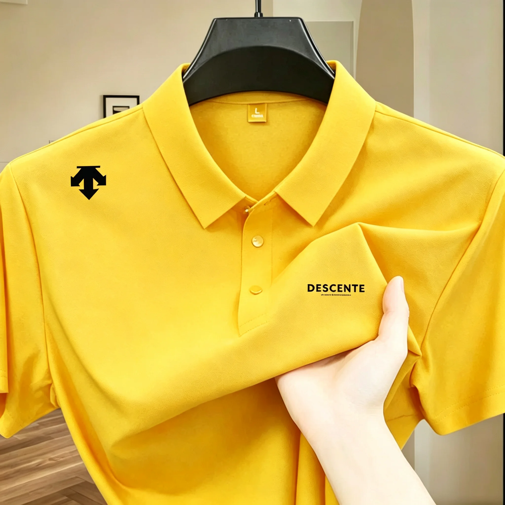 Hochwertiges Eisseiden-Poloshirt, kurzärmelig, Herren-Sportmarke, bedrucktes Oberteil, Sommer 2026, neu, kühl und atmungsaktiv, lässiges T-Shirt. – Detail 18