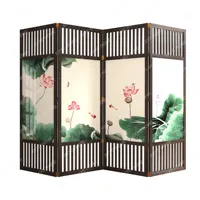 Double-Sided Solid Wood Subareas Screens Hallway Living Room Folding Mobile New Chinese Style Room Division Changhong Glass