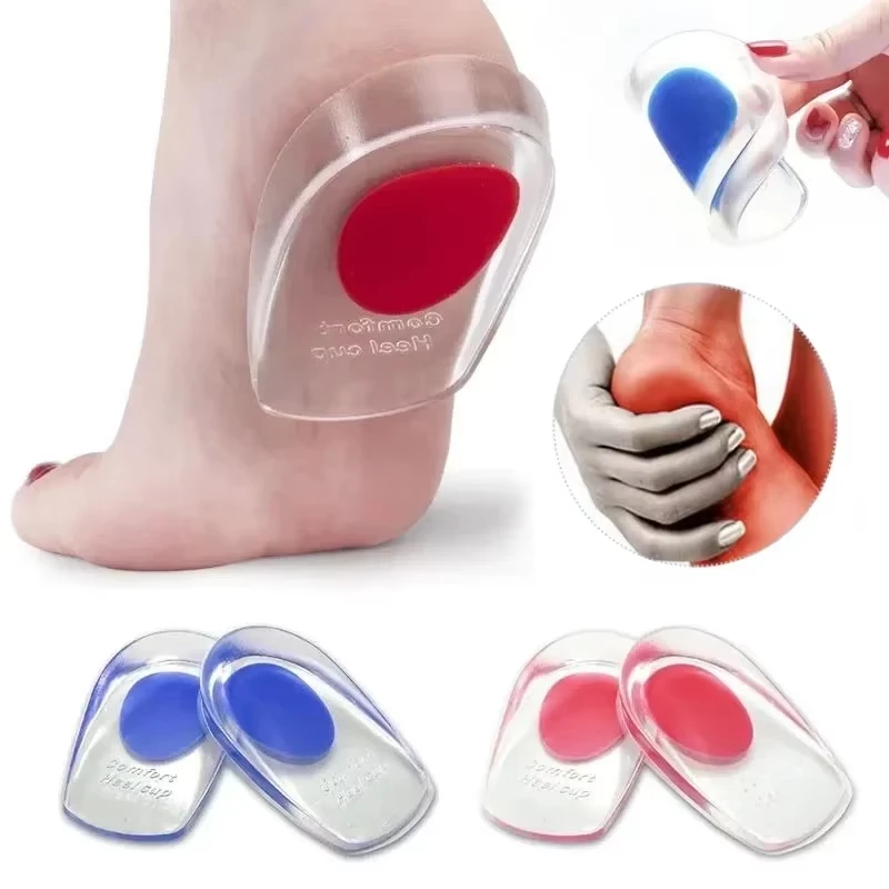 Silicone Gel Insoles Pain Cushion Bone Spurs Pain Relief Heel Cushion Thickened Soft Half Heel Insole Pad Height Increase