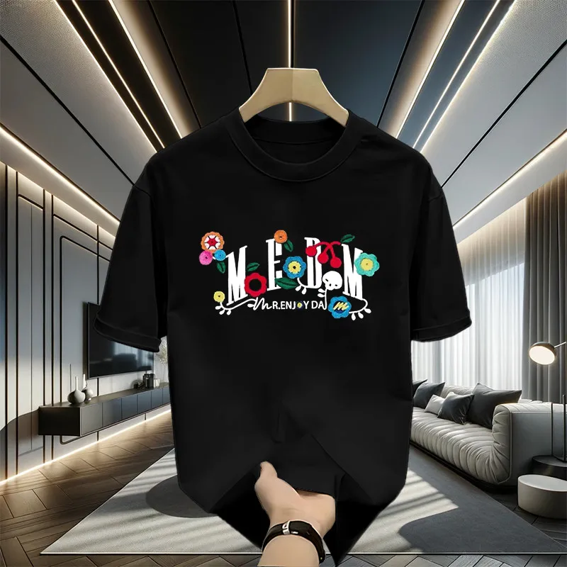 

2026 Summer Short Sleeve Luxury 100 Match Pure Cotton Breathable Men's and Women's T-shirt Letter Pattern Printed Short Sleeve
