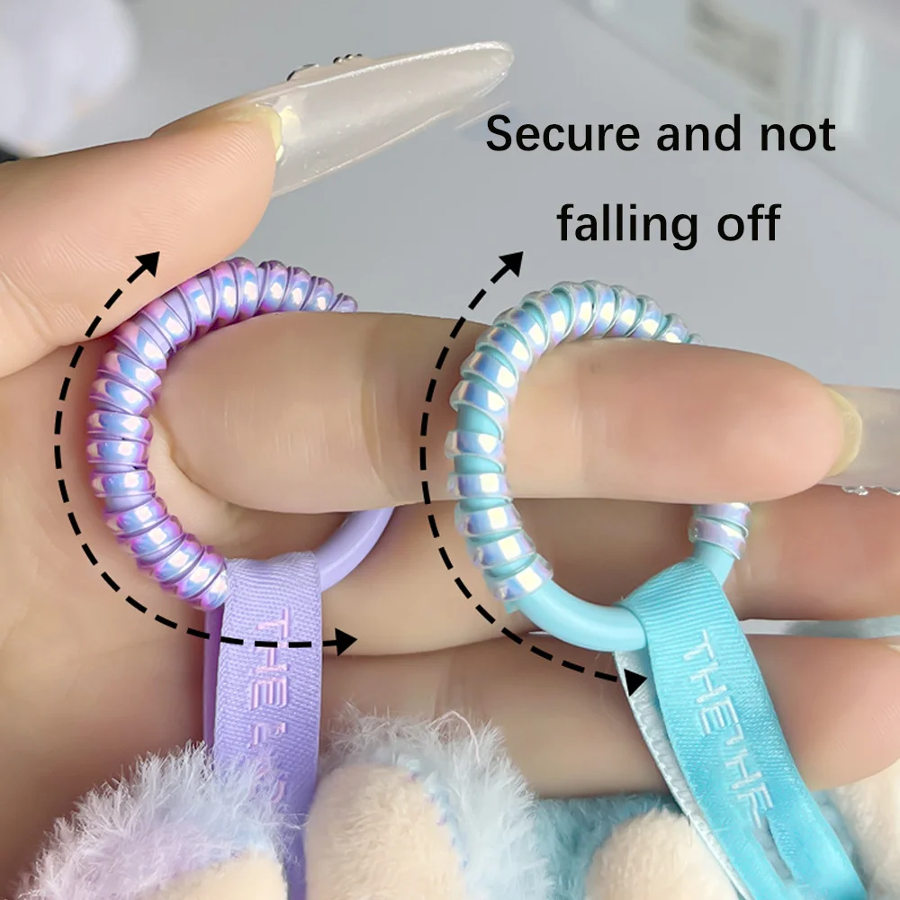 Boucle Anti-chute pour poupée, corde en Silicone, porte-clés, anneau de Protection, enroulement coloré, fixe, accessoires de poupée Anti-chute