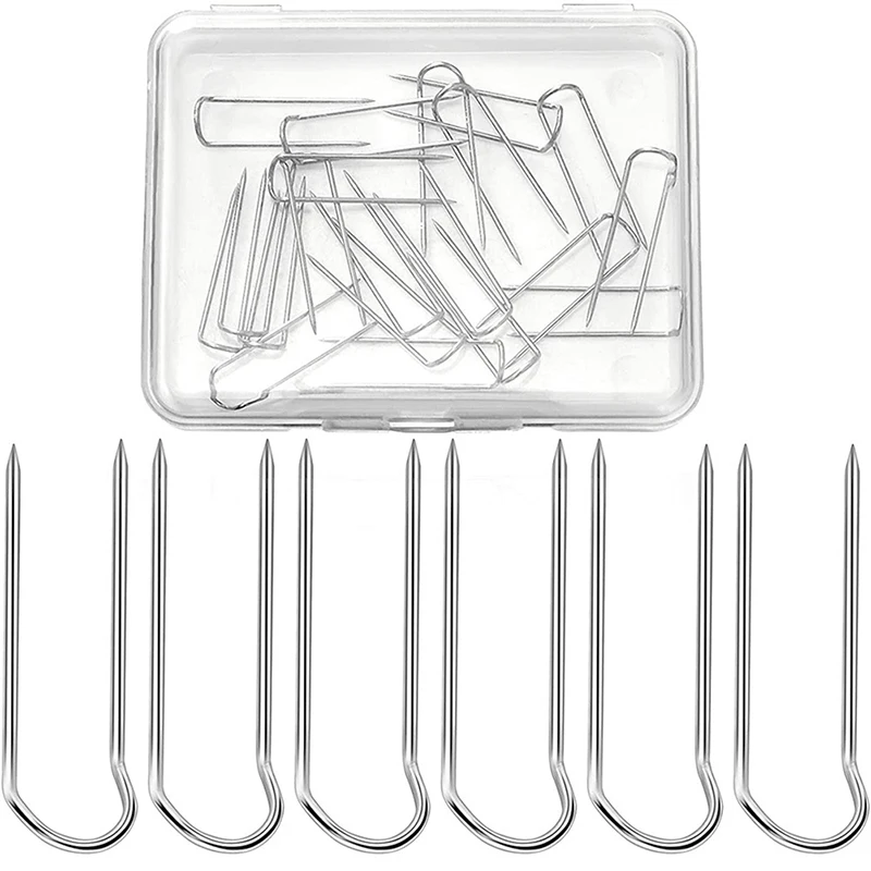 50pcs Metal Pins Silver U-Pin for Jewelry Display Quilt Applique Dressmaker Pins Sewing Needle Sewing Accessories
