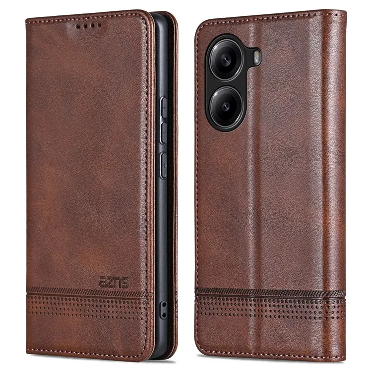 

AZNS For Xiaomi Redmi Turbo 4 5G / Poco X7 Pro 5G Case Cowhide Texture PU Leather Wallet Phone Cover - Coffee