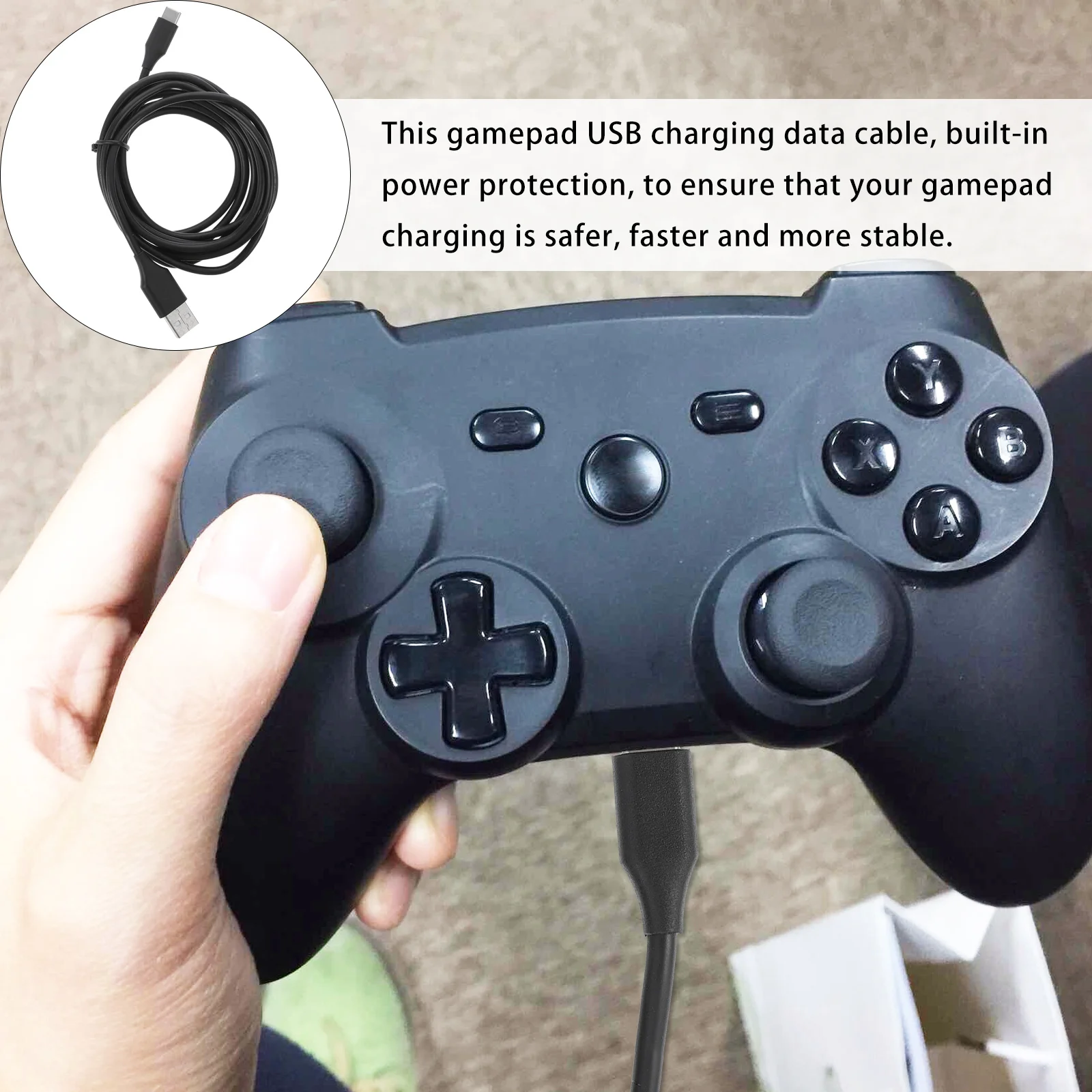 

1Pcs Game Handle USB Cable Fast Charging Line with Built-in Protection for Most Gamepads and Devices Gamepad Charging Cable