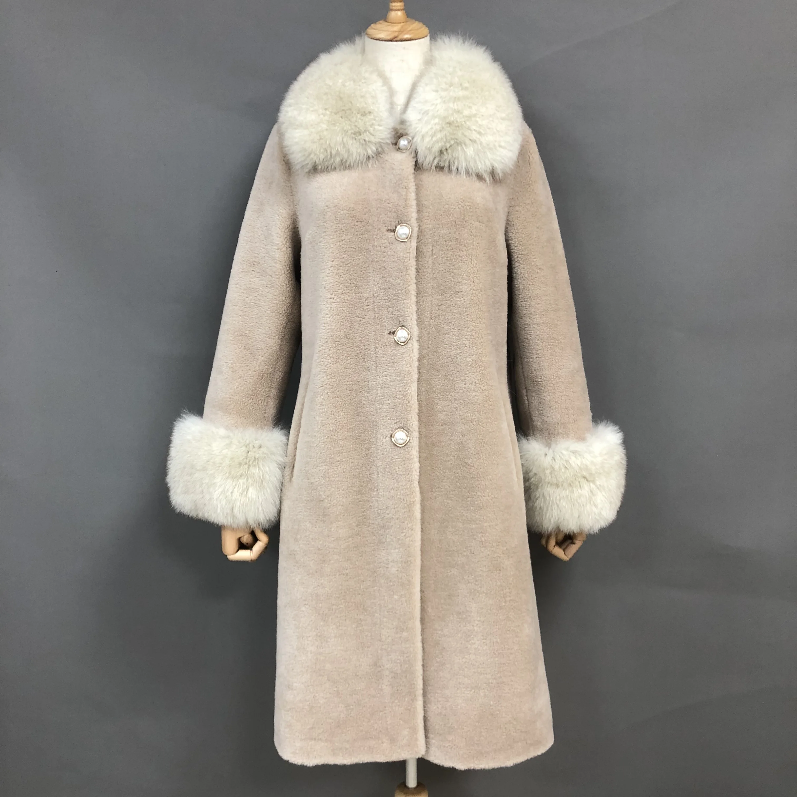 Classic Teddy Bear Fur Coat Long Shearling Jacket Mom And Me Real Wool Coat Warm Family Clothing