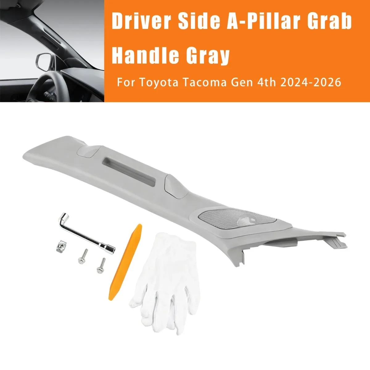 For Toyota Tacoma Gen 4th 2024 2025 2026 Car Driver Side A-Pillar Grab Handle Set Gray Replacement Accessories