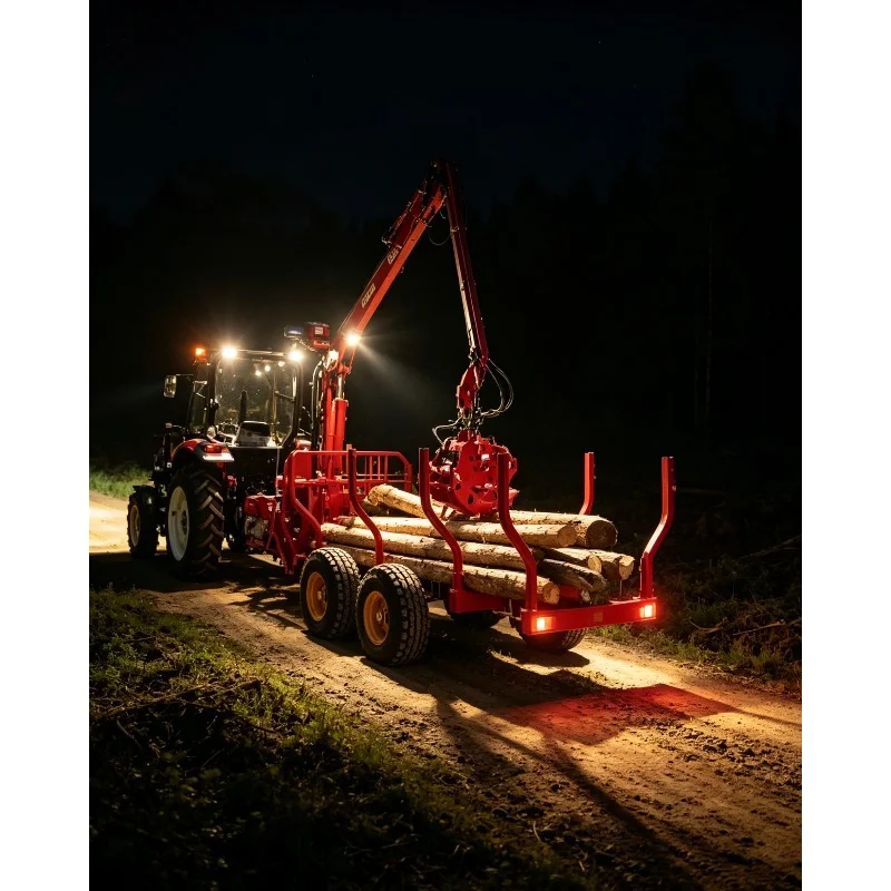 CE Hydraulic Wood Farm Machinery Automatic Forestry Log Timber Trailer With Crane Grapple with PTO Customized Towing Eyes
