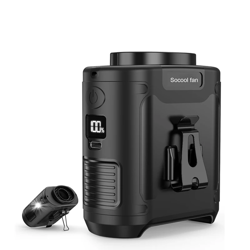 20000mAh 야외 허리 팬 휴대용 교수형 목 팬 스포츠 요리 야외 작업을위한 보조베터리 LED 조명과 강한 바람