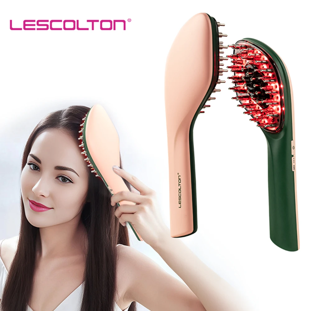 LESCOLTON-peine para el crecimiento del cabello, cepillos multifuncionales para el cuidado del cabello EMS, terapia de luz roja y azul, peines medicinales para el crecimiento del cabello para mujeres y hombres