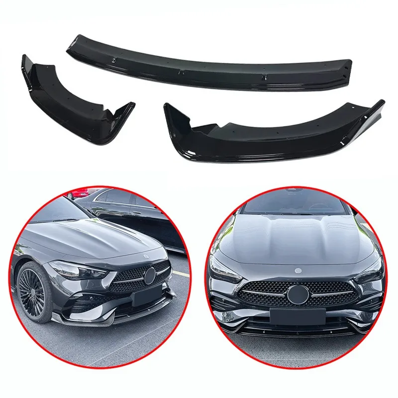 For Mercedes-Benz CLE Coupe C236 CLE260 CLE53 2024-2026 AMG Car Front Bumper Lip Spoiler Splitter Diffuser Gloss Black