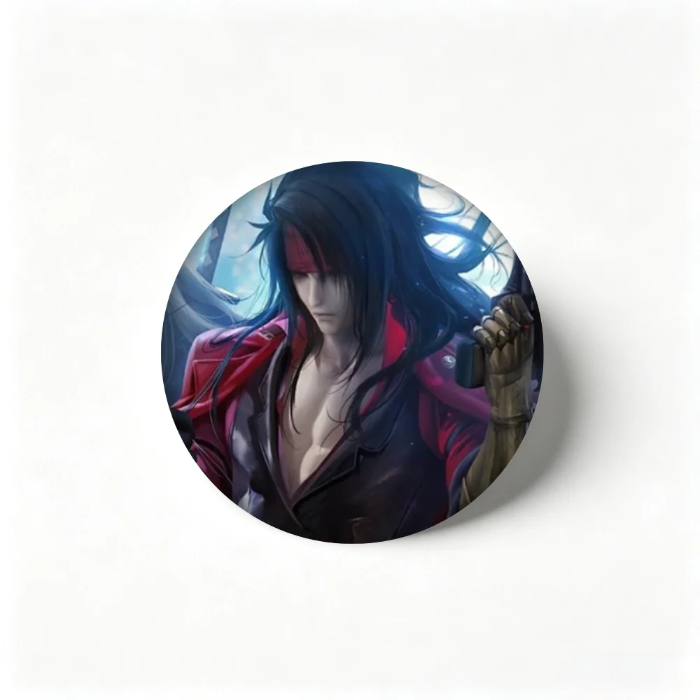 Handmade Creative Brooch Pin 32mm 44mm 58mm Tinplate Badge, FF7 Vincent Valentine Lapel Pin, Clothing Gift Accessory