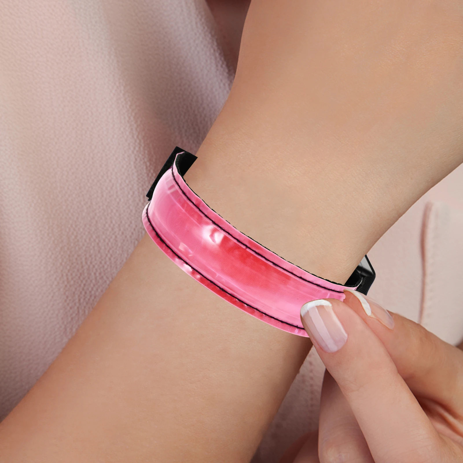 Correa de seguridad para brazo reflectante LED, brazalete para correr de noche, pulsera de seguridad de nailon ligero, accesorio para correr al aire libre, 2 uds.