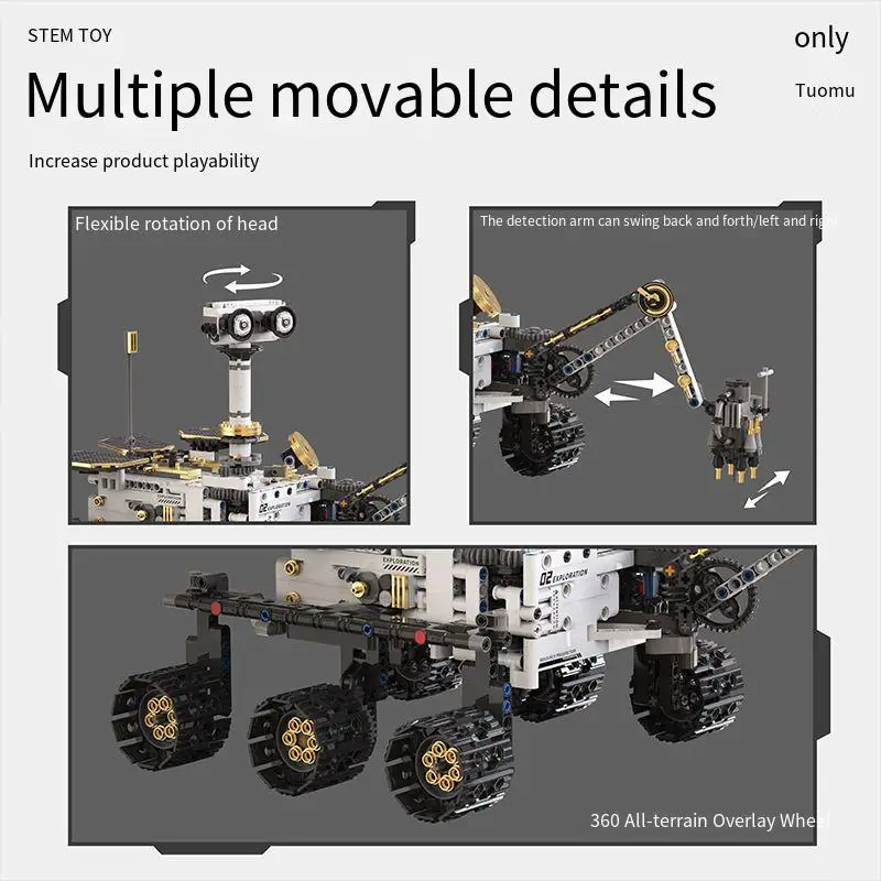 Programming excavator building block robot construction block kit Mars rover model children's kit toy
