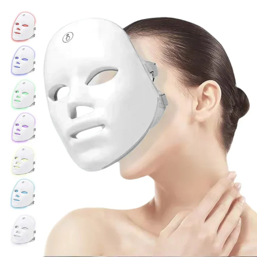 

Rechargeable Facial LED Mask 7 Colors LED Photon Therapy Beauty Mask Skin Rejuvenation Home Face Lifting Whitening Beauty Device