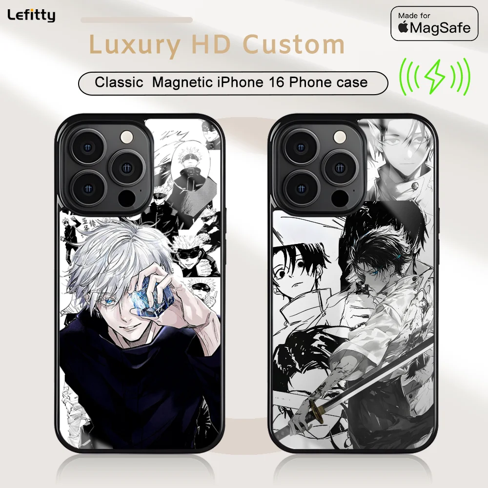 

Jujutsu Kaisen Gojo Fashion Phone Case For iPhone 16 15 14 13 12 11 Pro Max Plus Mini Magnetic Magsafe Wireless Charging Cover