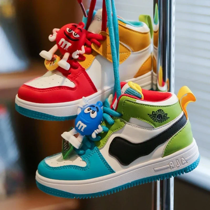 Children Fashion Sports Shoes Cartoon Lace Up High Top Running Shoes for Kids Breathable Mesh Sneaker Non Slip Soft Sole Sneaker