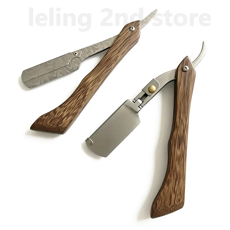 Senior Wooden Professional Manual Shaver Straight Edge Stainless Steel Sharp Barber Wood Razor Folding Shaving Beard Cutter Gift