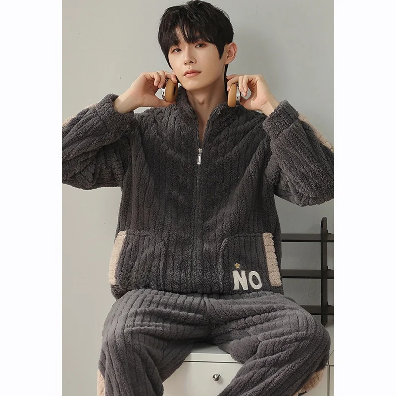 men's-coral-fce-pajamas-set-thiened-home-clothes-sport-sle-long-sve-round-ne-spwear-autumn-winter-collection