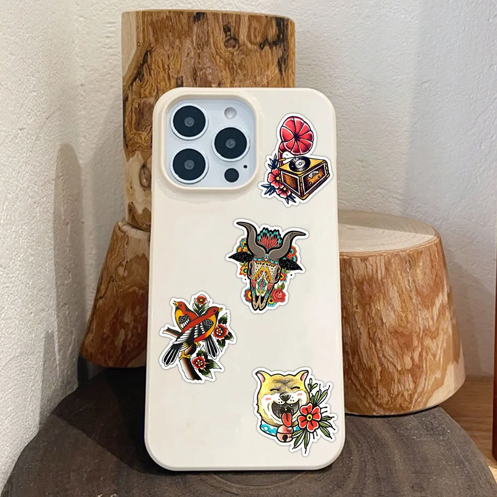 Pegatinas de dibujos animados para ordenador portátil, calcomanías de grafiti de estilo Retro de tatuaje de la vieja escuela, bricolaje, equipaje,