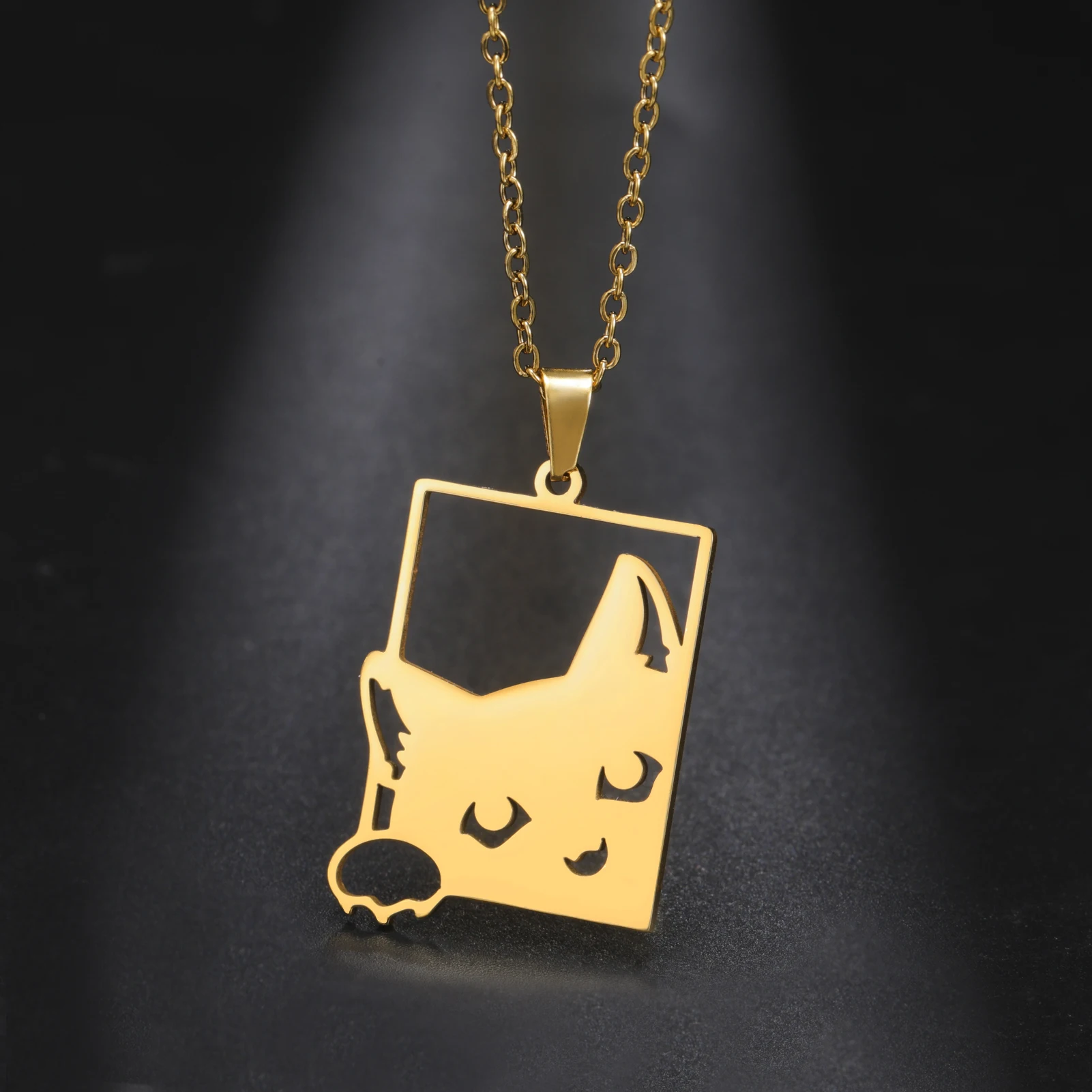

COOLTIME Cat Kitten Square Pendant Necklace Stainless Steel Cute Cat Paw Funny Choker Necklace Jewelry Gift for Girls