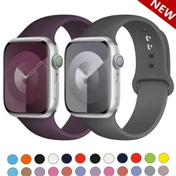 Original Silicone Strap For Apple Watch Band 44mm 38-40 42-46 41-45 46MM 49 mm Bracelet iwatch Serie 10 9 7 4 5 6 8 SE Ultra 2 3