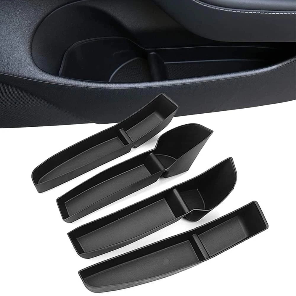 Car Door Side Storage Box for Tesla Model 3 Highland 2024 Front Rear Side TPE Door Storage Organizer Tray 2023