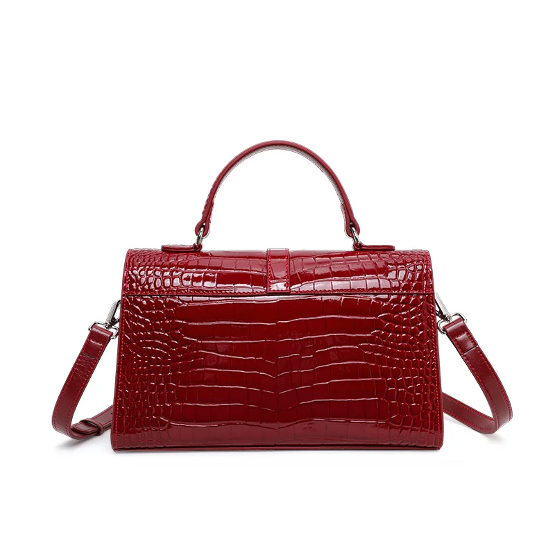 Aidrani lady single shoulder cross-body handbag, Genuine leather cowhide, with crocodile pattern, pillow style, large capacity