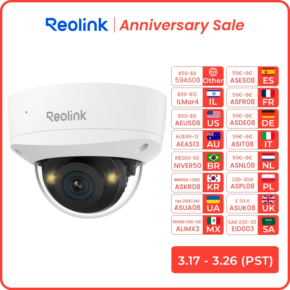 Reolink 5MP 8MP 12MP IK10 Vandaalbestendige PoE Beveiligingscamera 2.8mm Lens Kleur Nachtzicht Dome IP Camera IP67 Weerbestendig