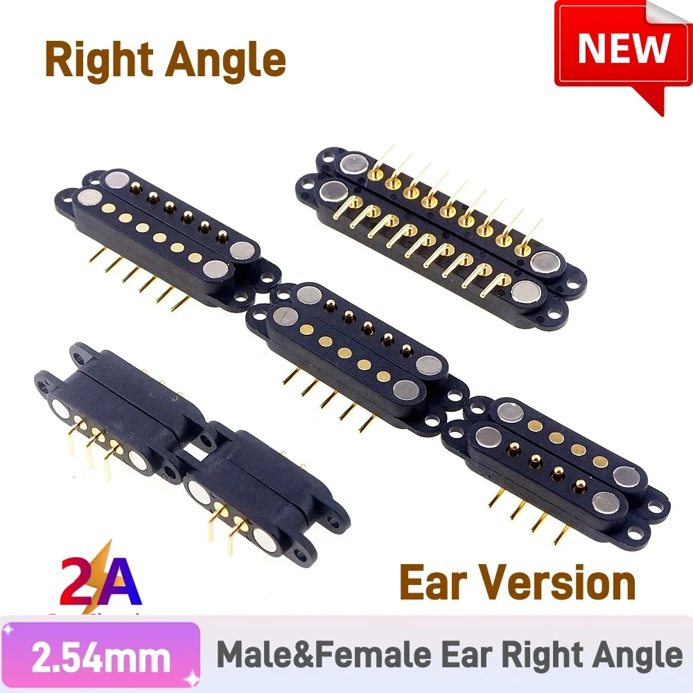 1/3/5 Paar federbelastete männlich weiblich 2,54 mm Rastermaß 2P 3 4 5 6 7 8 9 Pole Durchgangslöcher PCB BTB Stecker 2A DC magnetischer Pogo Pin