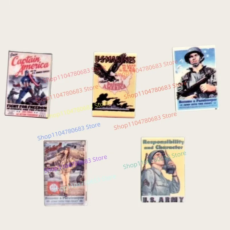 ตัวต่อ MOC ของเล่นสะสม ของขวัญวันหยุด ของตกแต่งอนิเมะ โมเดลประกอบประกอบเอง ของสะสม โปสเตอร์กองทัพสหรัฐฯ สมัยสงครามโลกครั้งที่สอง พร้อมฟิกเกอร์จิ๋ว
