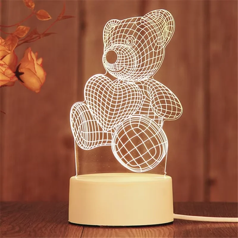 USB Acrylic LED Night Gift for girl friend Lamp for Bedroom Christmas Gift Home Decoration Mom night Bed light