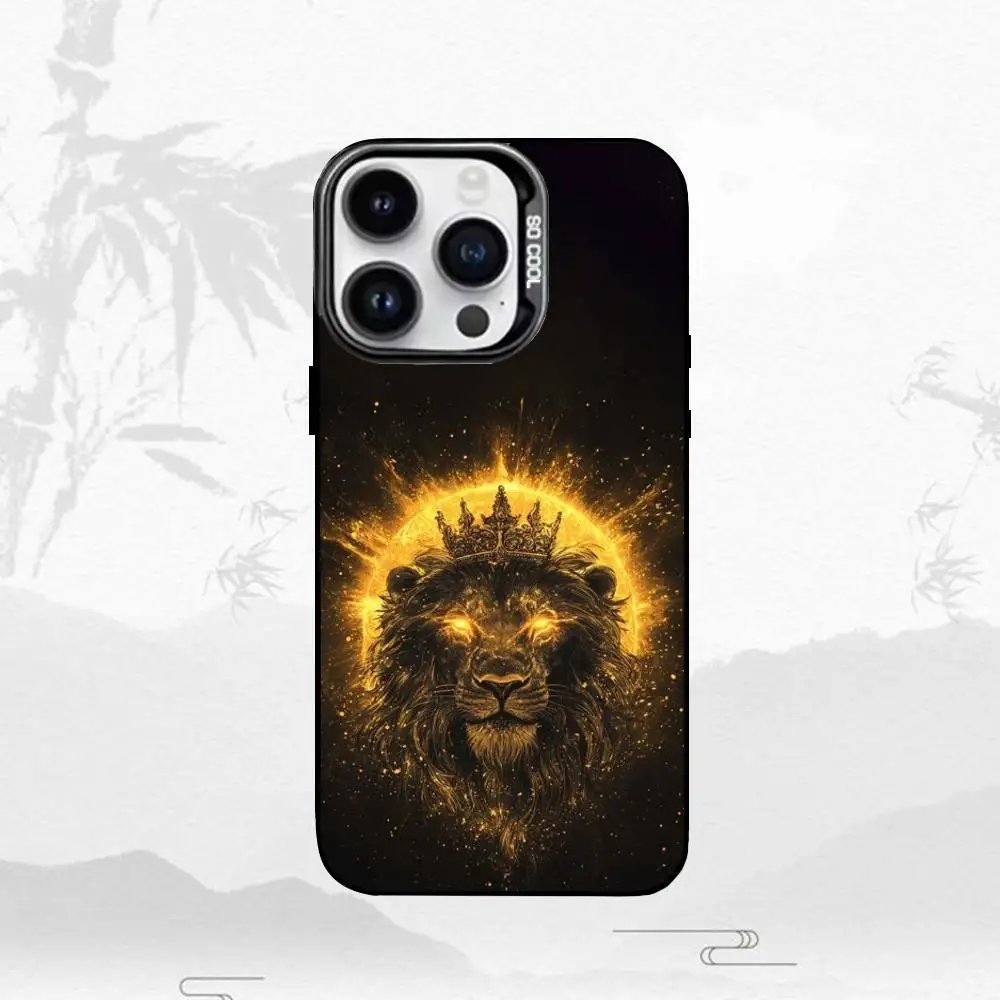 W-Wolf L-Lion Leopard Tiger telefoonhoesje voor iPhone17,16,15,14,13,12,11 Plus, Pro Max zwarte matte schokbestendige hoes
