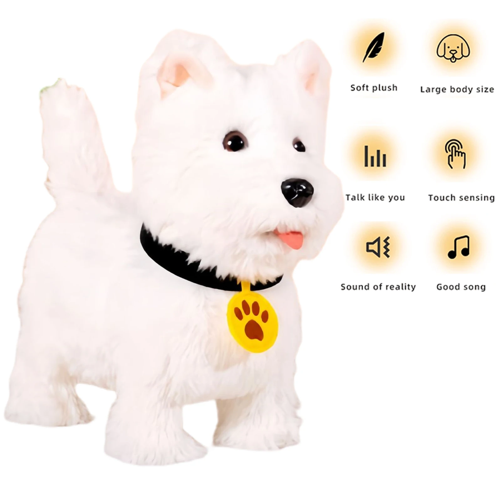 Cute Electronic Interactive Robot Dog Barking Walking/Tail Wagging Soft Plush Puppy Toy Present Pet Gifts for 3+ Year Boys Girls