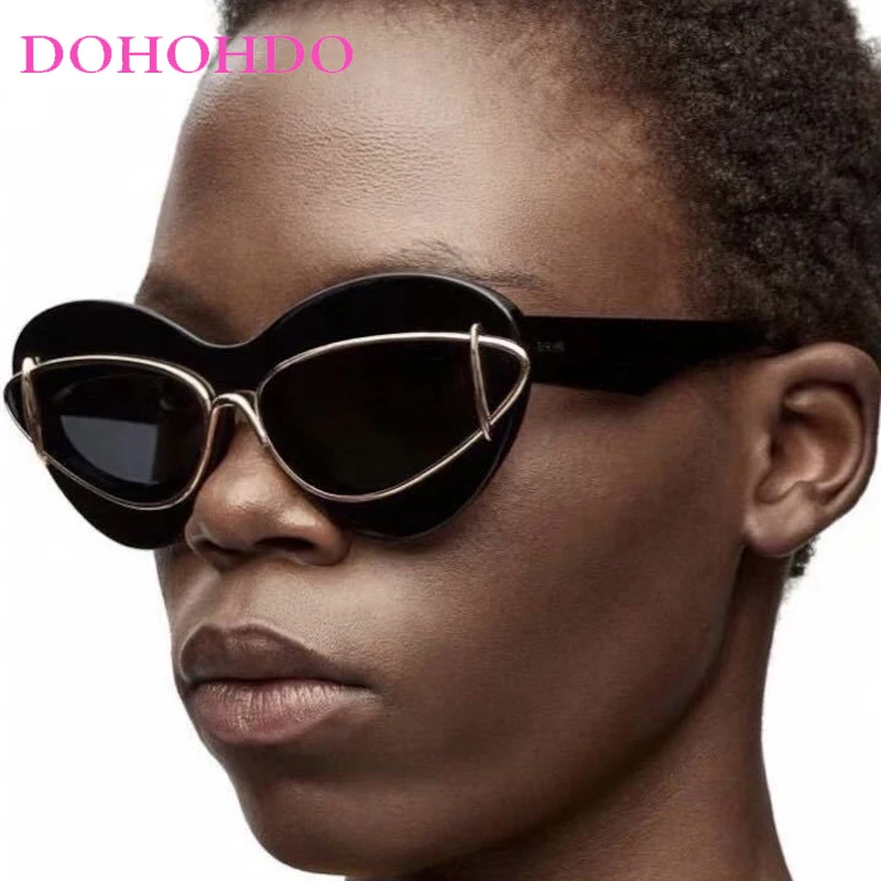 

2026 Trendy Retro Oversized Cat Eye's Sunglasses Women New Brand Designer Punk Men Sunglass Outdoor Travel Shades Ladies UV400