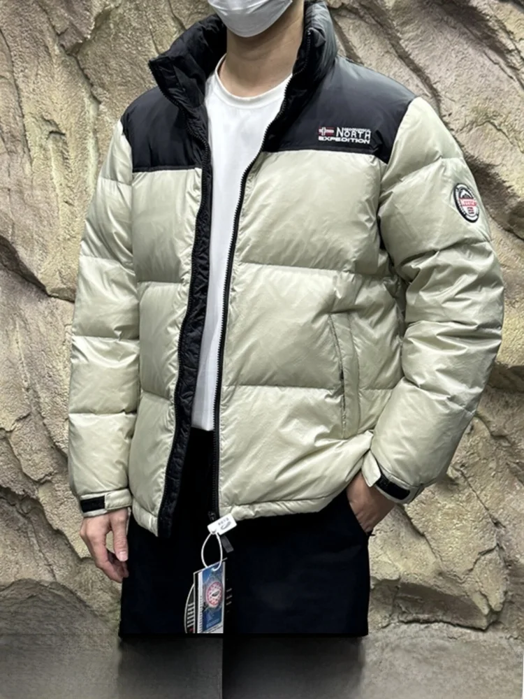 

Скандинавская зимняя уличная куртка с высокотехнологичным подогревом, утепленная 90% пухом, повседневная, в стиле колор-блок, с уникальным дизайном