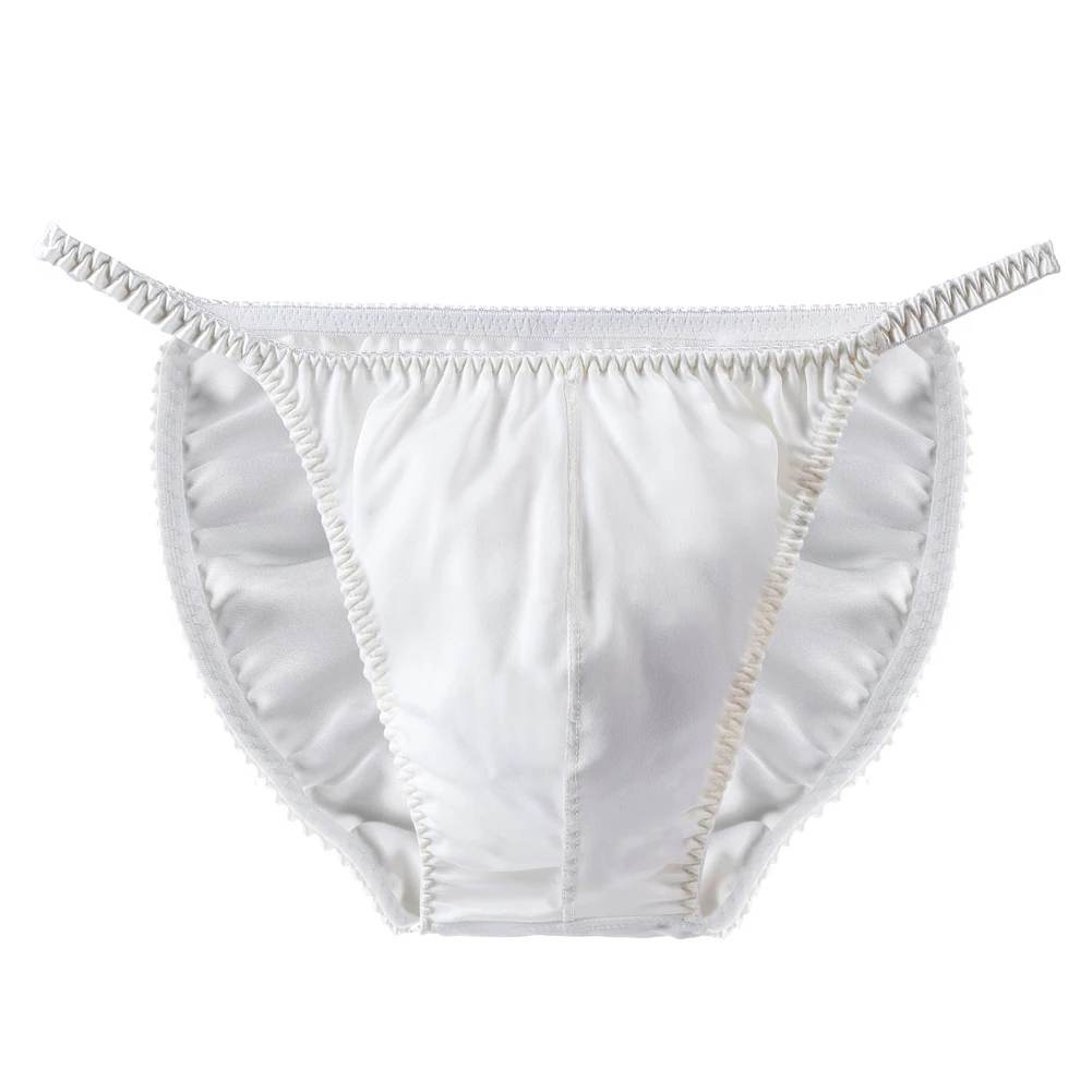 Hot Sale New Fashion Men Briefs Thongs Bikini Breathable Lingerie M-2XL M-XXL Pure Silk Solid Color Underpants