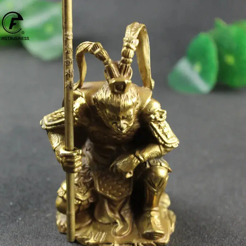 

Antique Gold Brass SunWuKong Monkey King Figurines Retro Decoration Bronze Decor