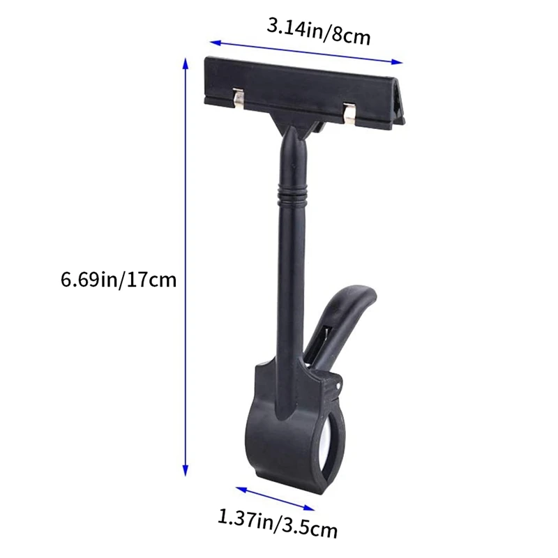 10PCS Adjustable Plastic Sign Holder,Clip-On Style Double Head Display Clips Rotating Reuse Sign Price Tag For Store