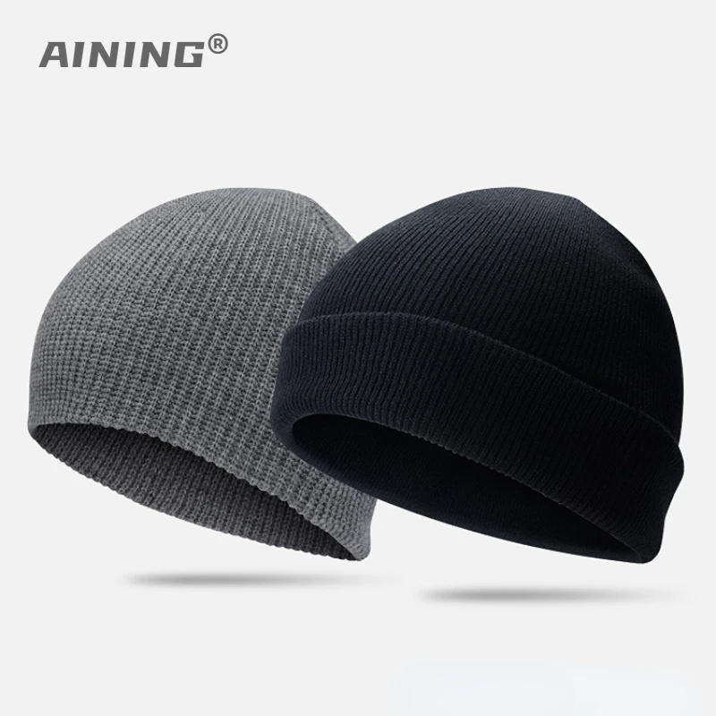 Winter Woollen Hat Women's Knit Hat Men's Fashion Thermal Pullover Hat Men's Big Head Circumference Beanie Elastic Cold Hat