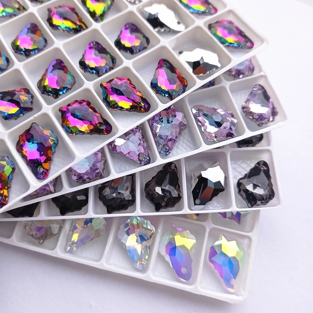 

11x16MM Baroque Single Hole Glass Rhinestone Pendant Maple Leaf Shape High Quality Crystal AB Diamond for Necklace Accessories