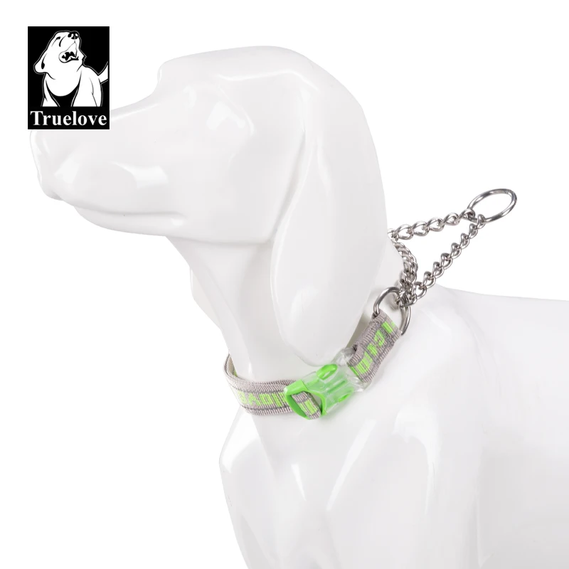 Truelove Dog Collar P-Chain Outdoor Nylon High Quality Stainless Steel Chain Adjustable Reflective for Large Dog TrainingTLC5372